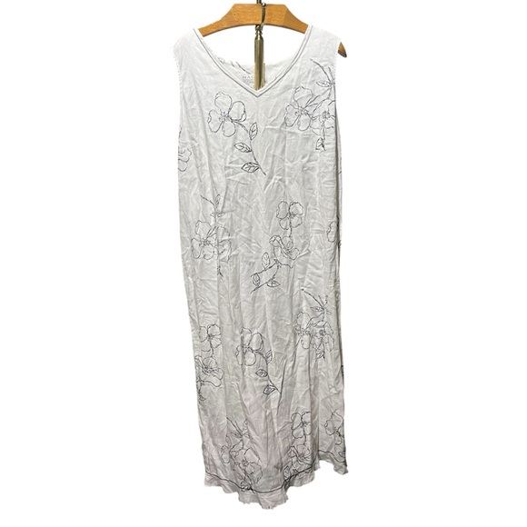 Maggie McNaughton Elegant 100% Linen  White Floral Maxi Dress 3X - Picture 1 of 10